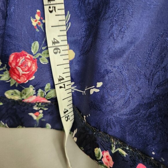 Inner Most Robe Dress Gown Satin Lace Women size Large Rose Cottgecore Navy Blue - Picture 9 of 12